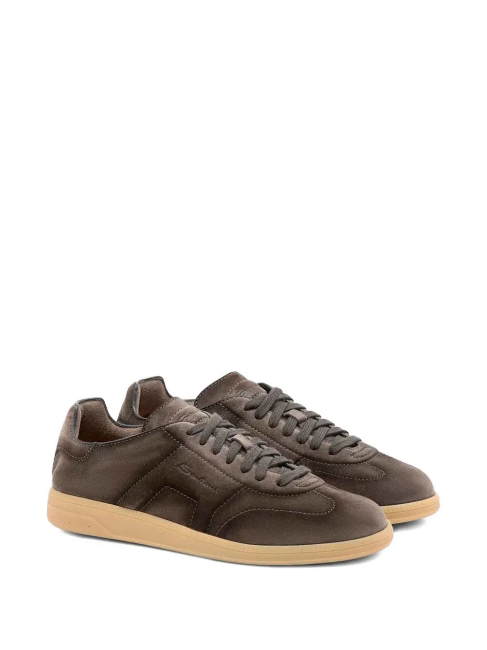 Santoni suede leather sneakers Brown