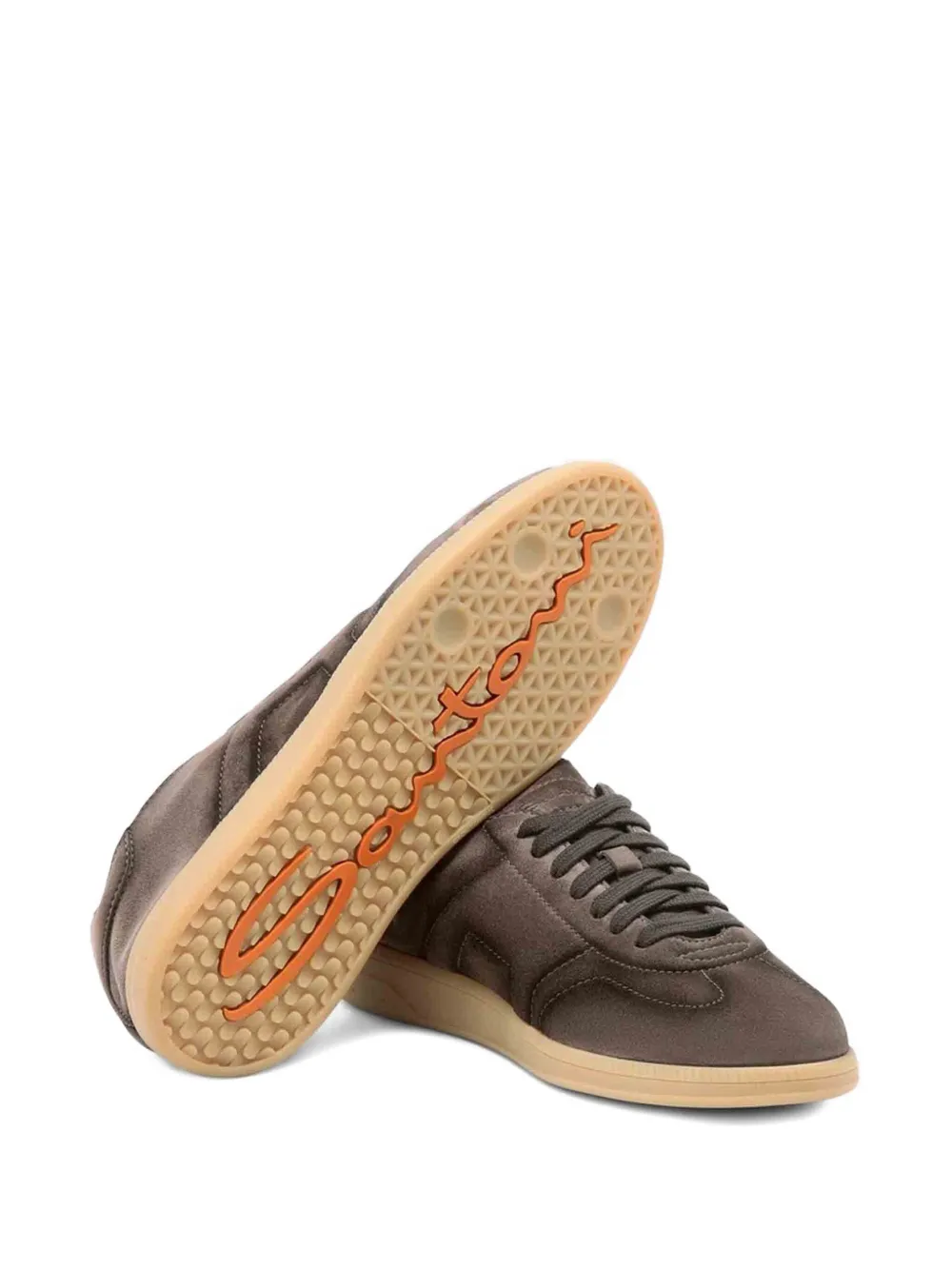 Santoni suede leather sneakers Brown