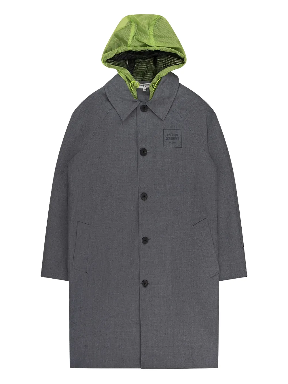 hooded wool trench coat