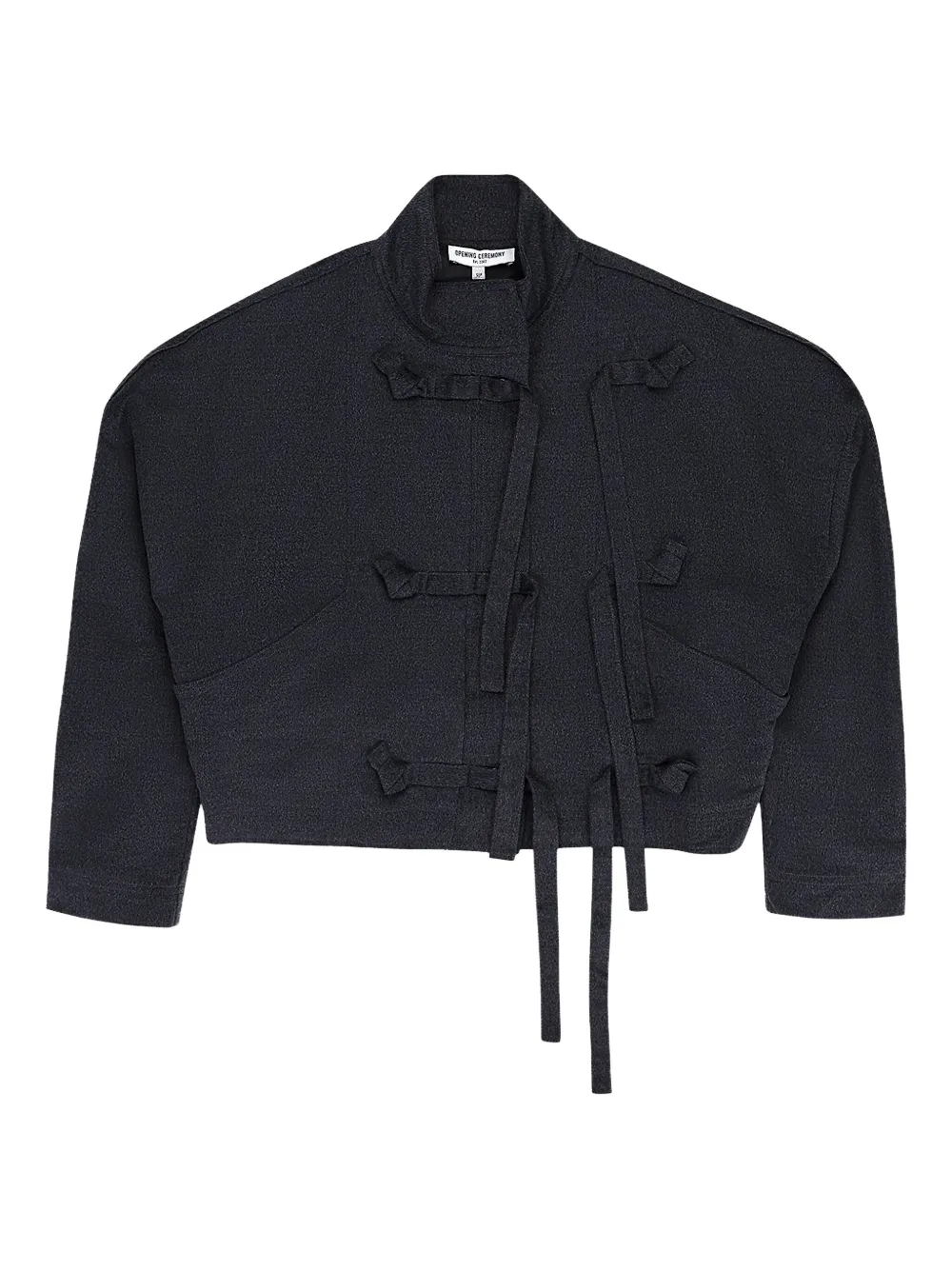 tie-fastening wool jacket