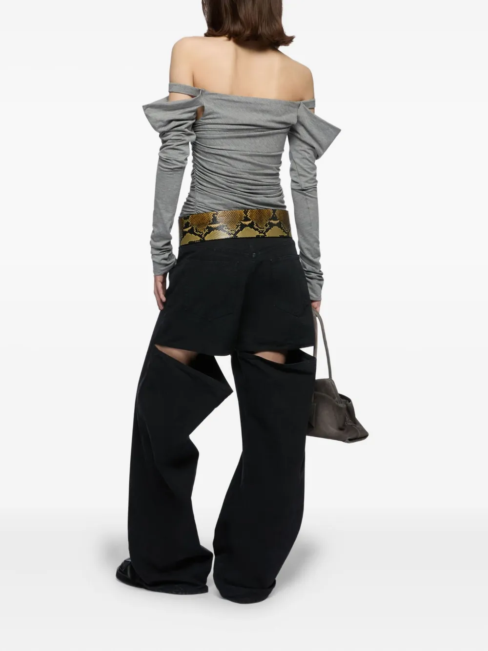The Attico Off-shoulder top Grijs