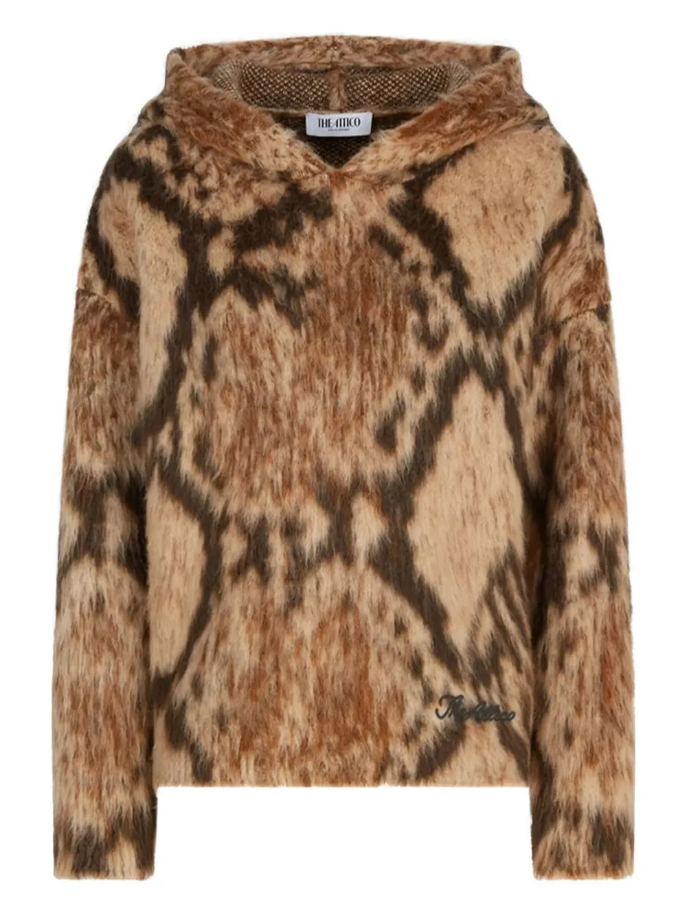 The Attico patterned hooded sweater - Bruin