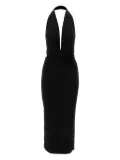 THE ANDAMANE halterneck draped party dress - Black