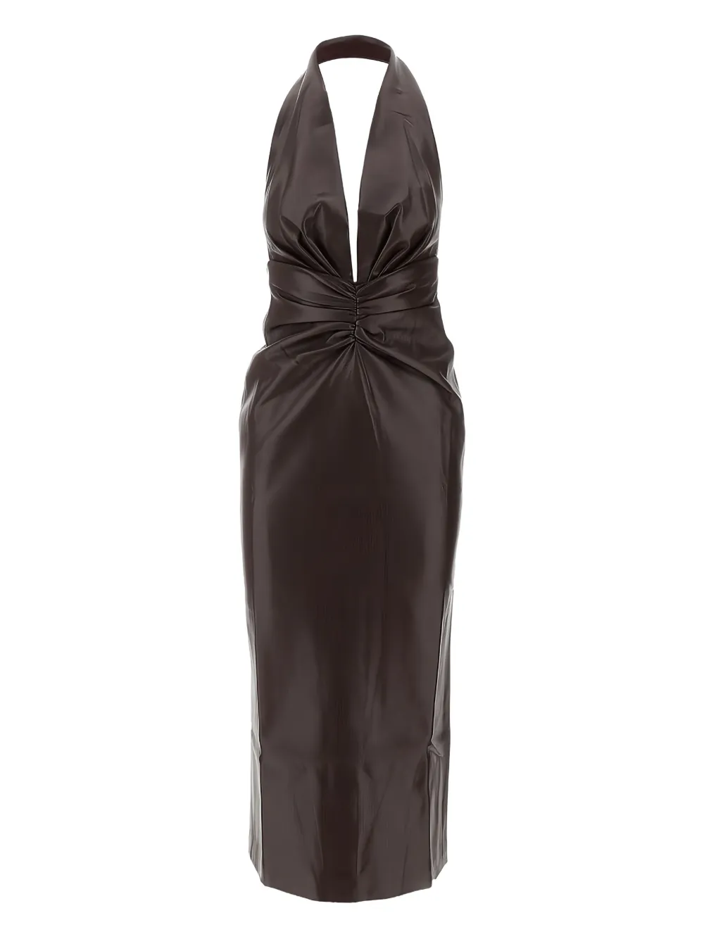 V-neck draped midi dress