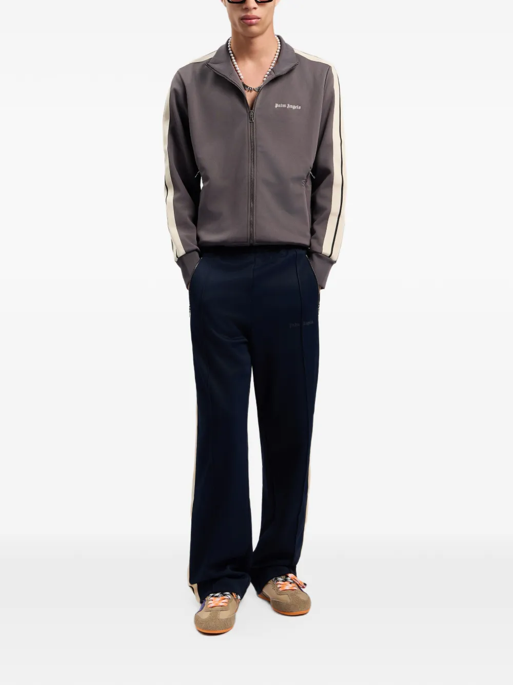 Palm Angels Jack met gestreept detail en lange mouwen Grijs