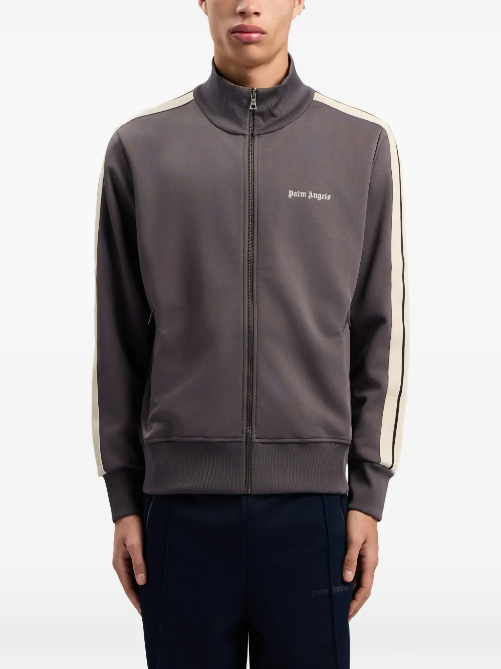 Palm Angels Jack met gestreept detail en lange mouwen Grijs