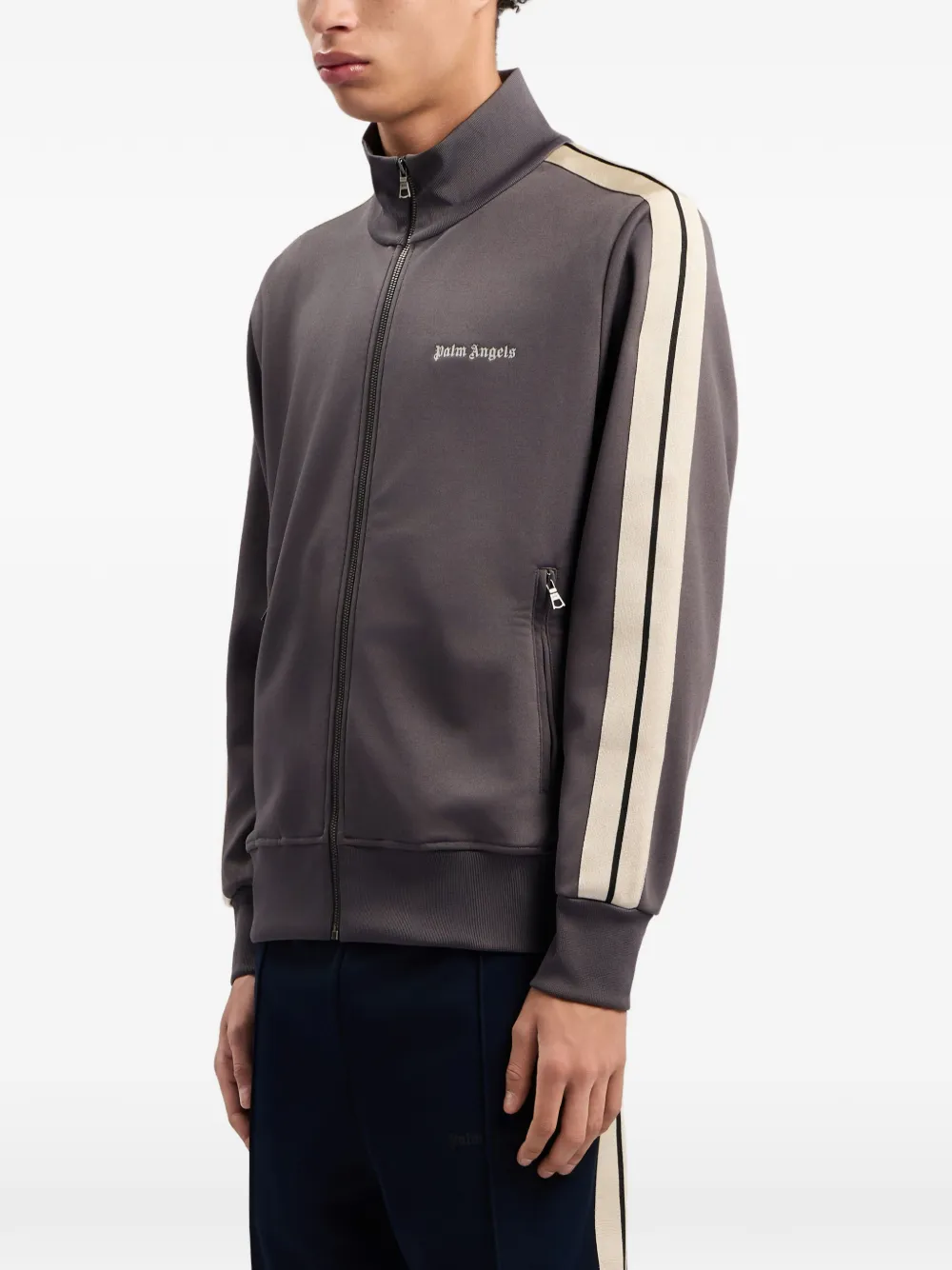 Palm Angels Jack met gestreept detail en lange mouwen Grijs