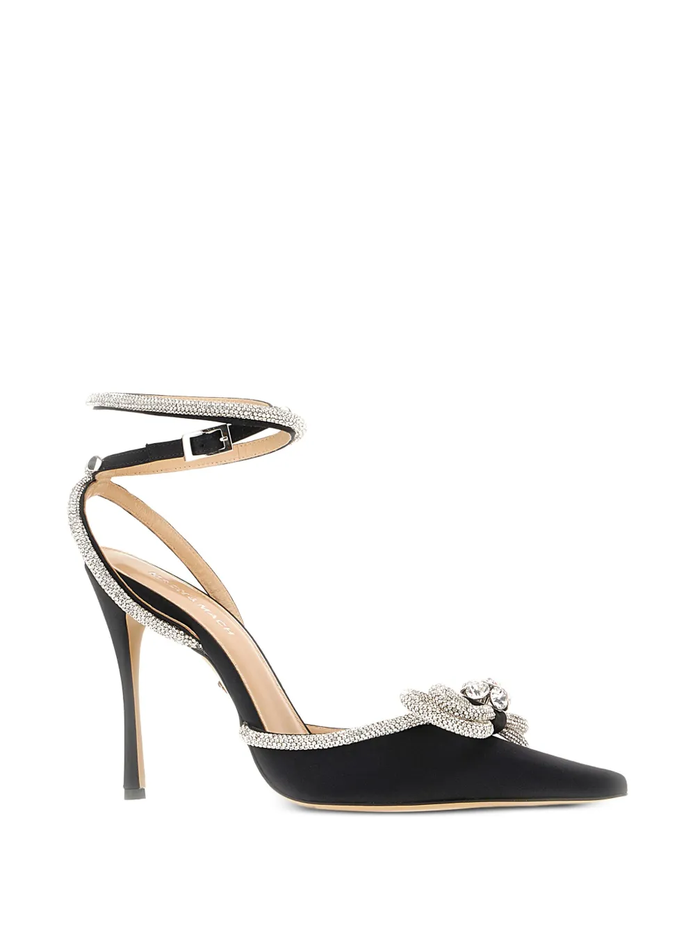 MACH & MACH crystal-embellished leather heeled pumps Black
