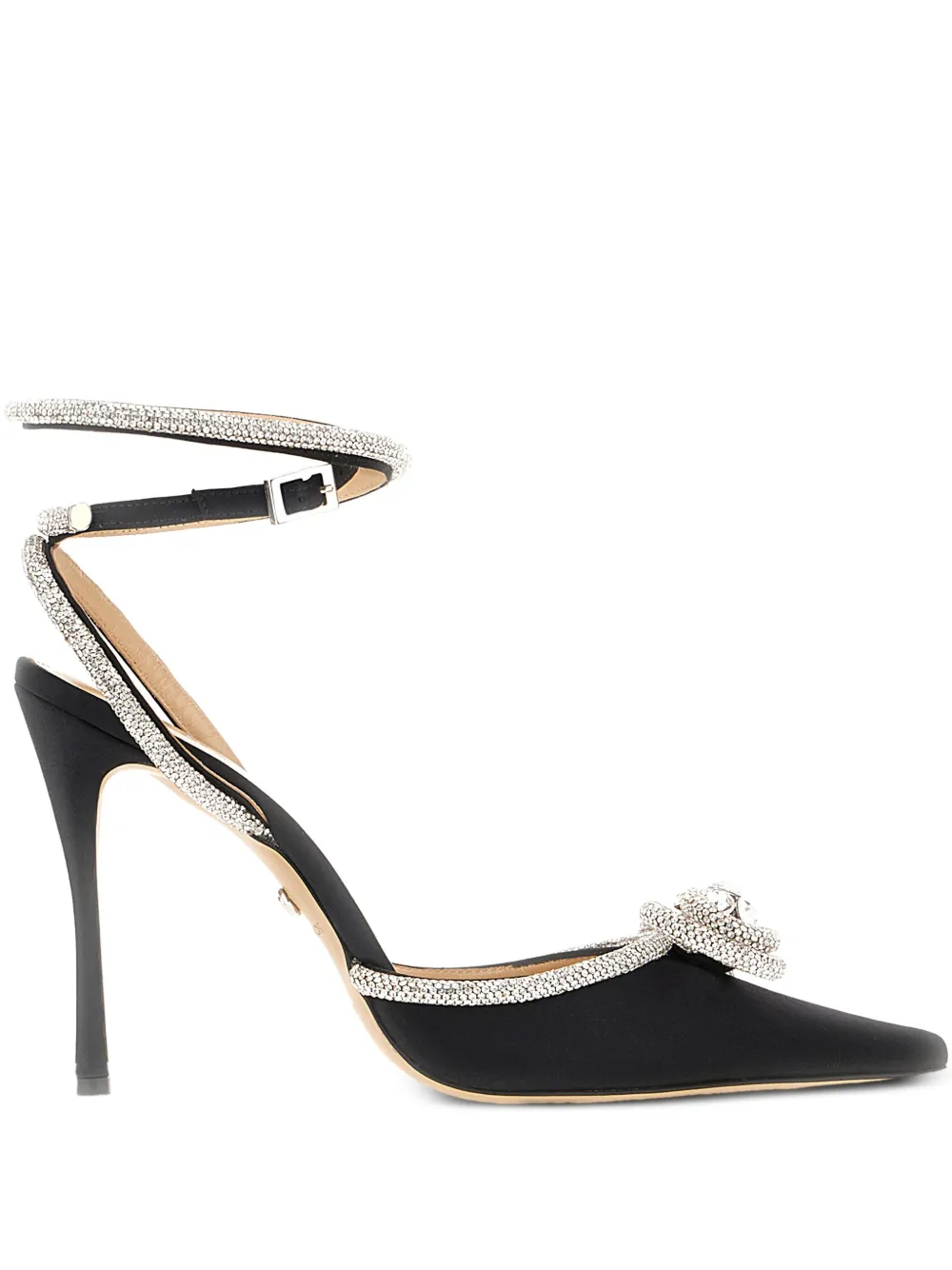 MACH & MACH crystal-embellished leather heeled pumps Black