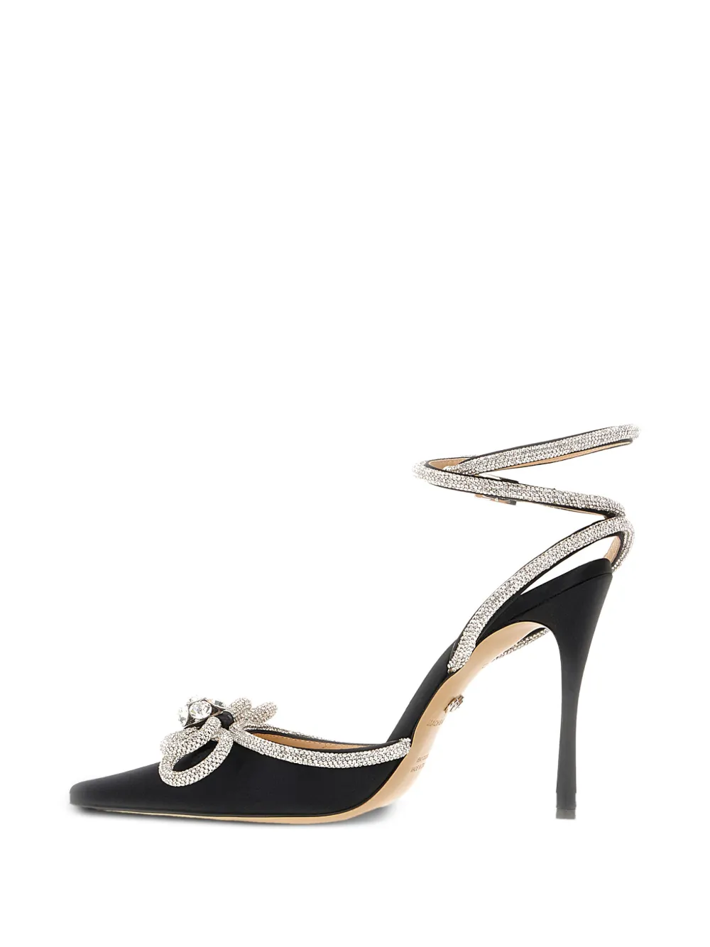 MACH & MACH crystal-embellished leather heeled pumps Black