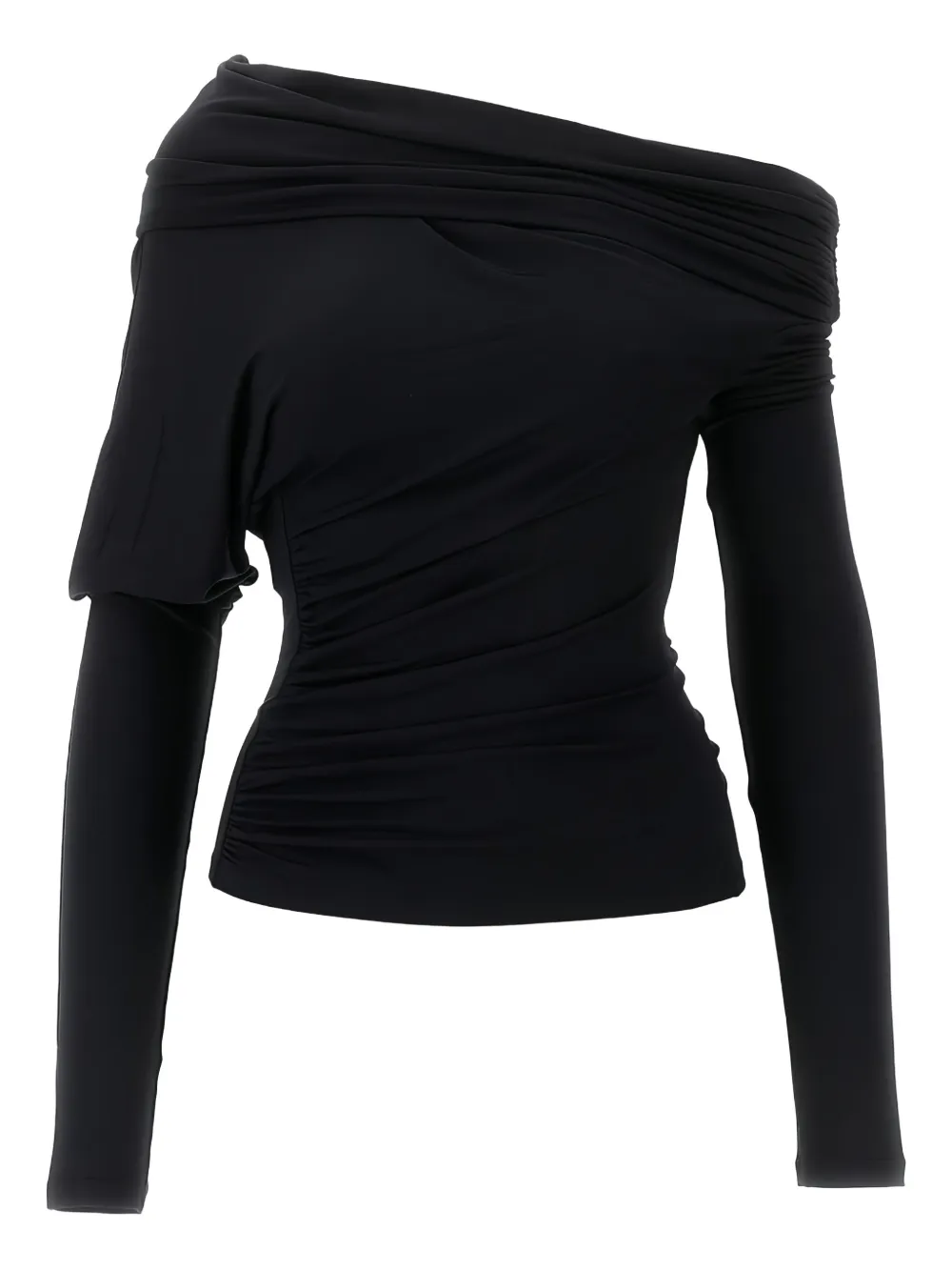 draped one-shoulder top