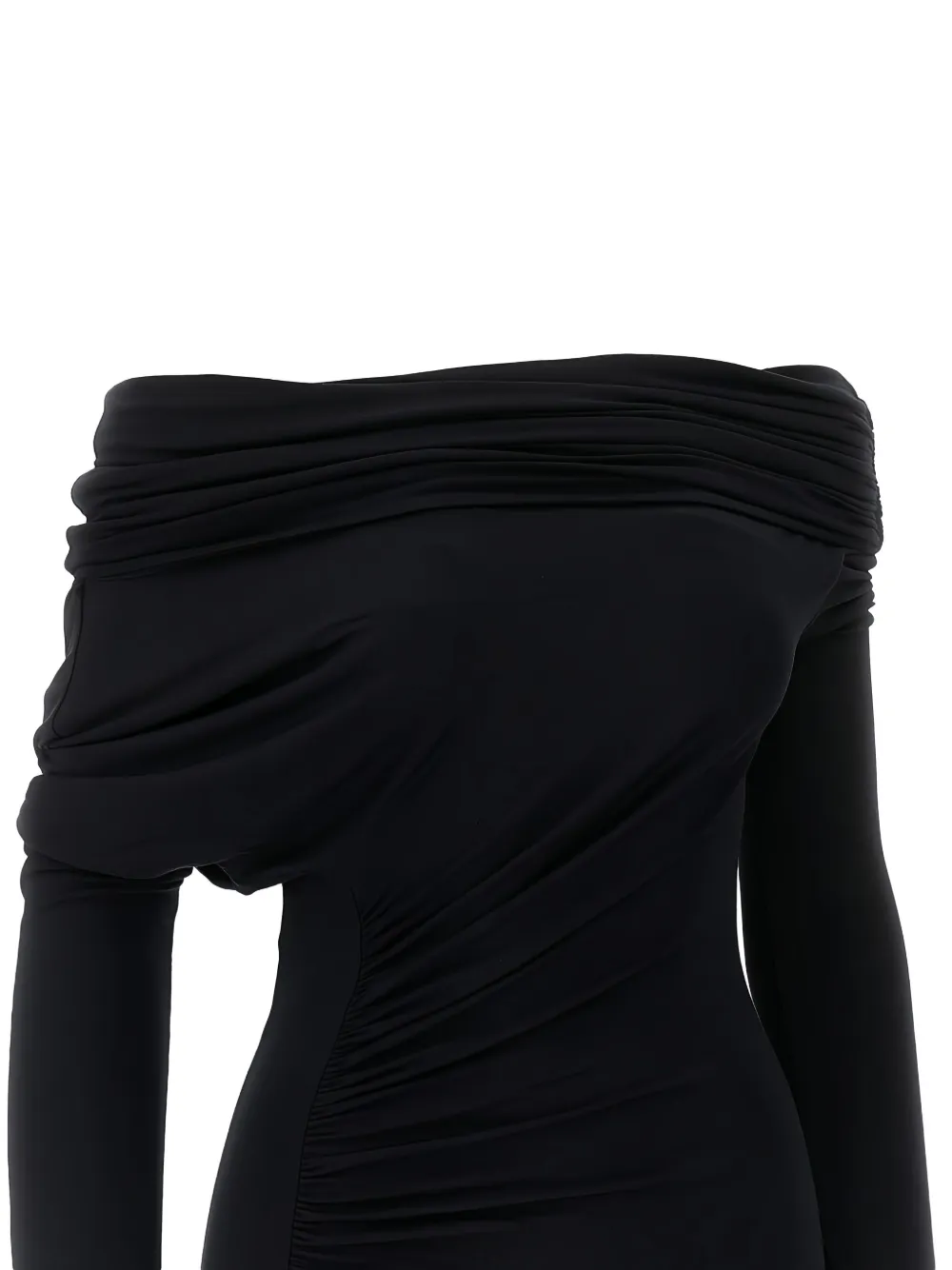 THE ANDAMANE draped one-shoulder midi dress - Zwart