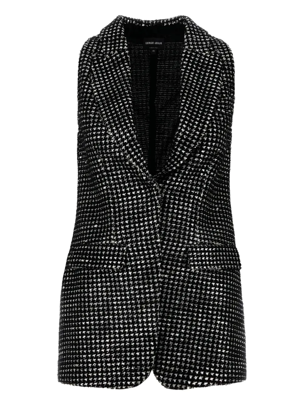 Giorgio Armani houndstooth sleeveless waistcoat Zwart