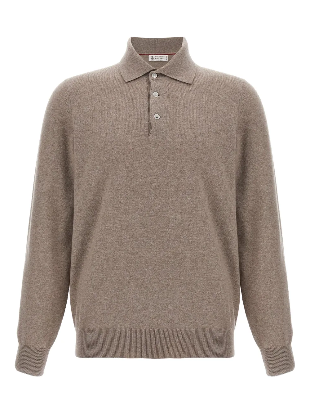 Brunello Cucinelli cashmere long-sleeve polo shirt Beige