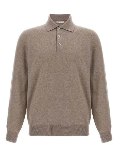 Brunello Cucinelli Camisa polo de cashmere mangas longas