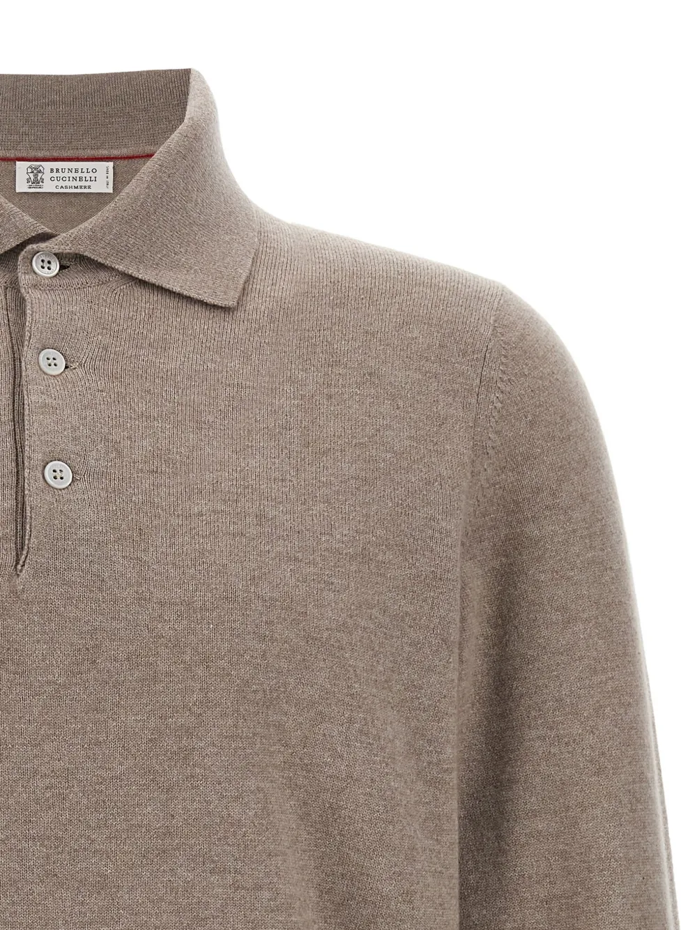 Brunello Cucinelli cashmere long-sleeve polo shirt Beige