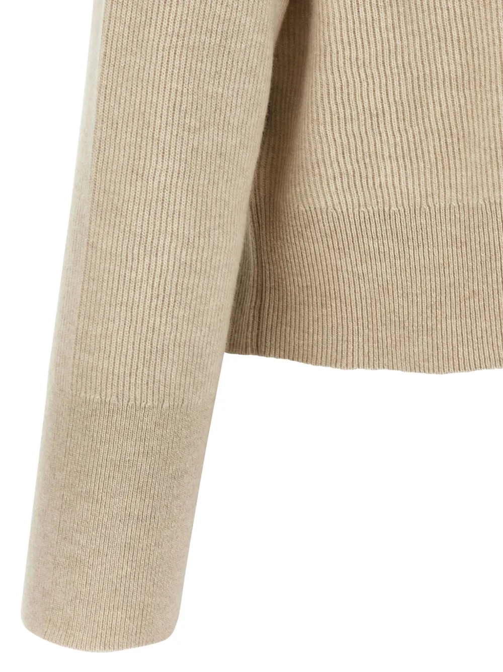 Brunello Cucinelli ribbed hooded flower-embroidered sweater Beige