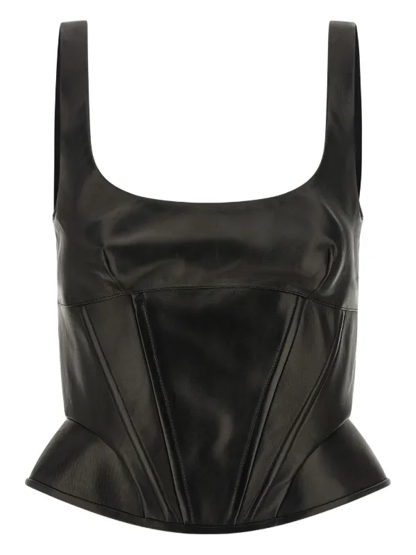 Ermanno Scervino Peplos レザービスチェトップ | ブラック | FARFETCH JP