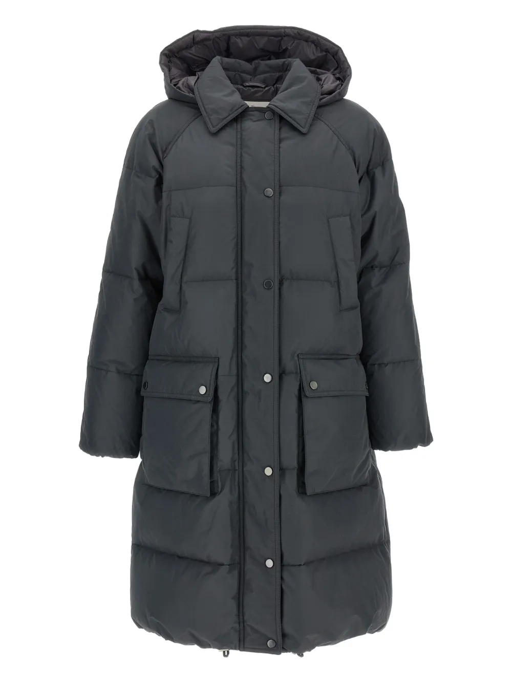 Brunello Cucinelli quilted-design hooded down coat Grijs