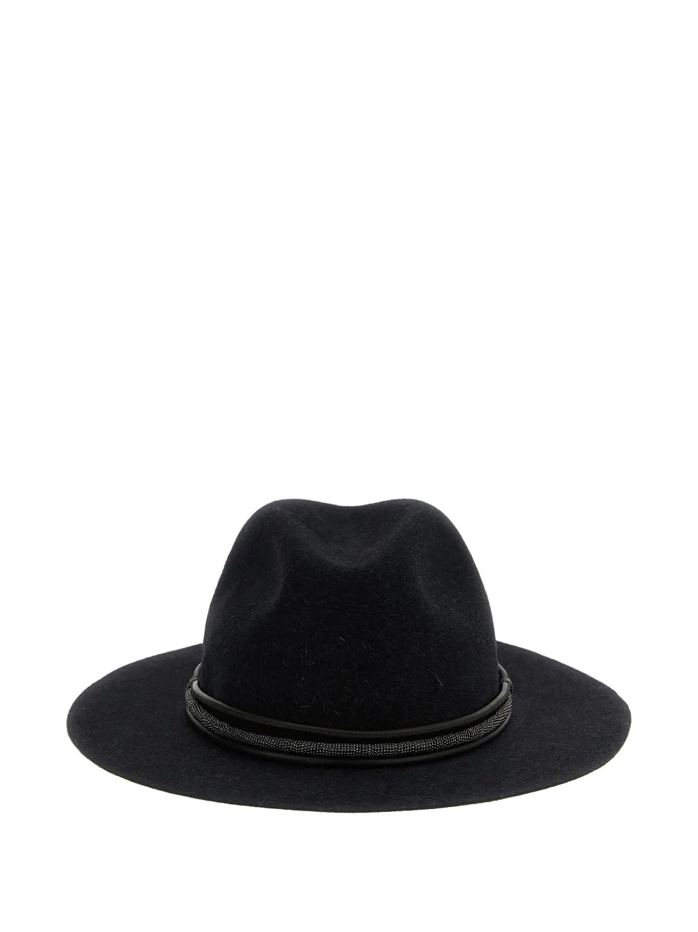 Brunello Cucinelli leather monili-band fedora hat - Grigio