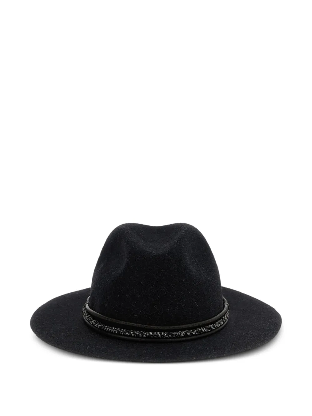 Brunello Cucinelli leather monili-band fedora hat Grijs