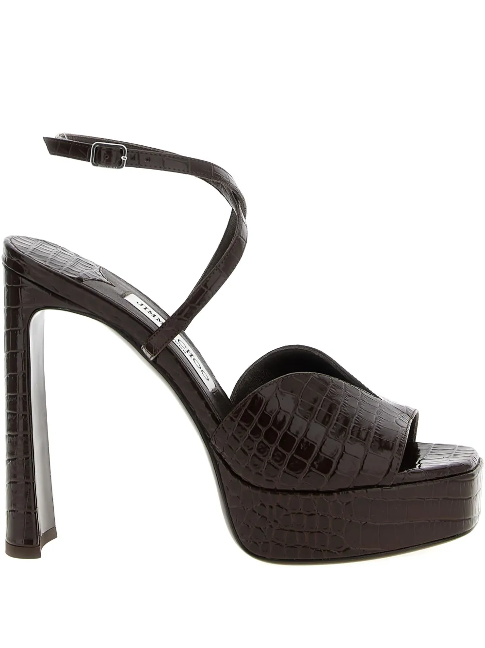 Jimmy Choo 125mm crocodile-print platform sandals Brown