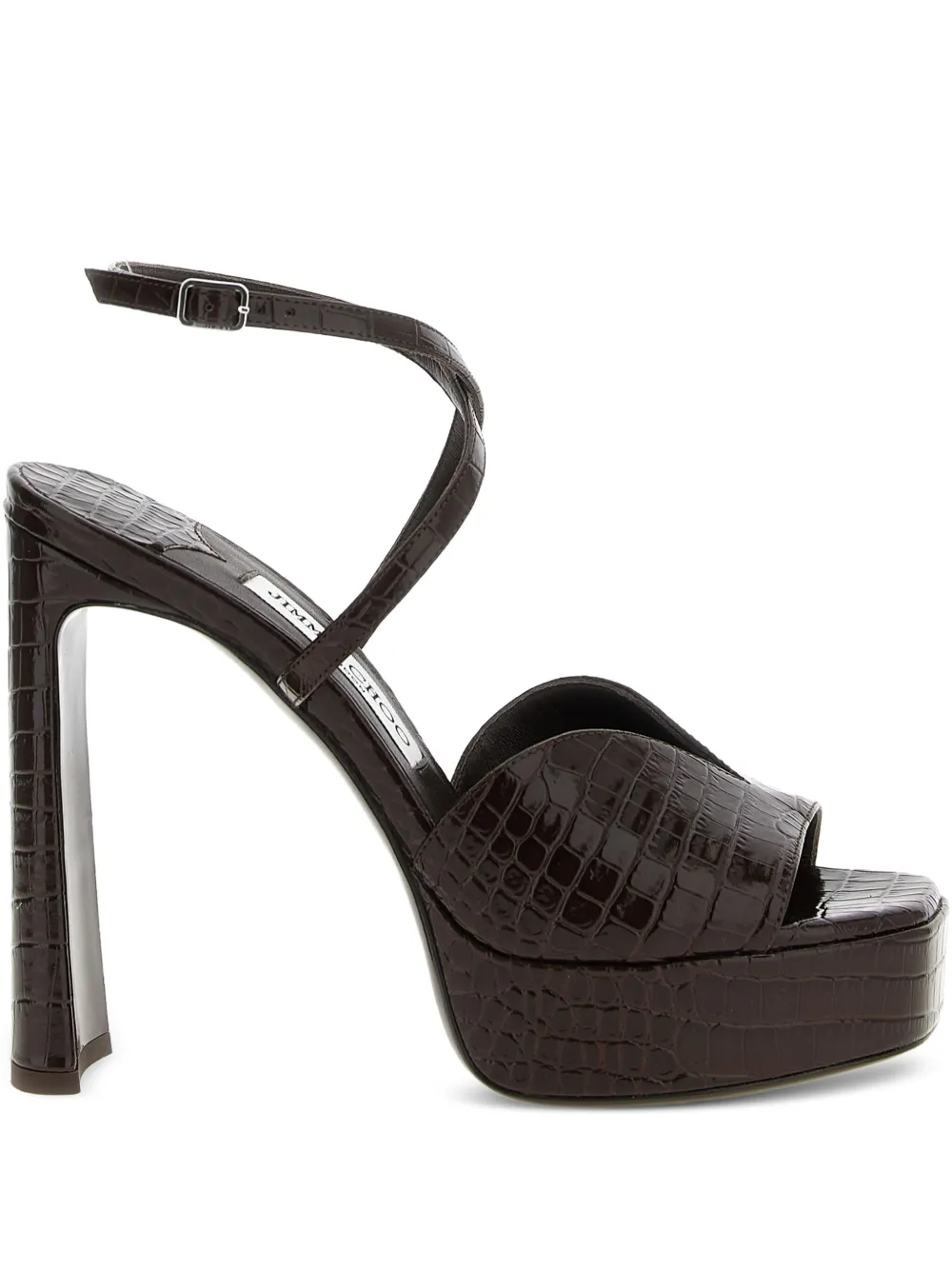 Jimmy Choo 125mm crocodile-print platform sandals Brown