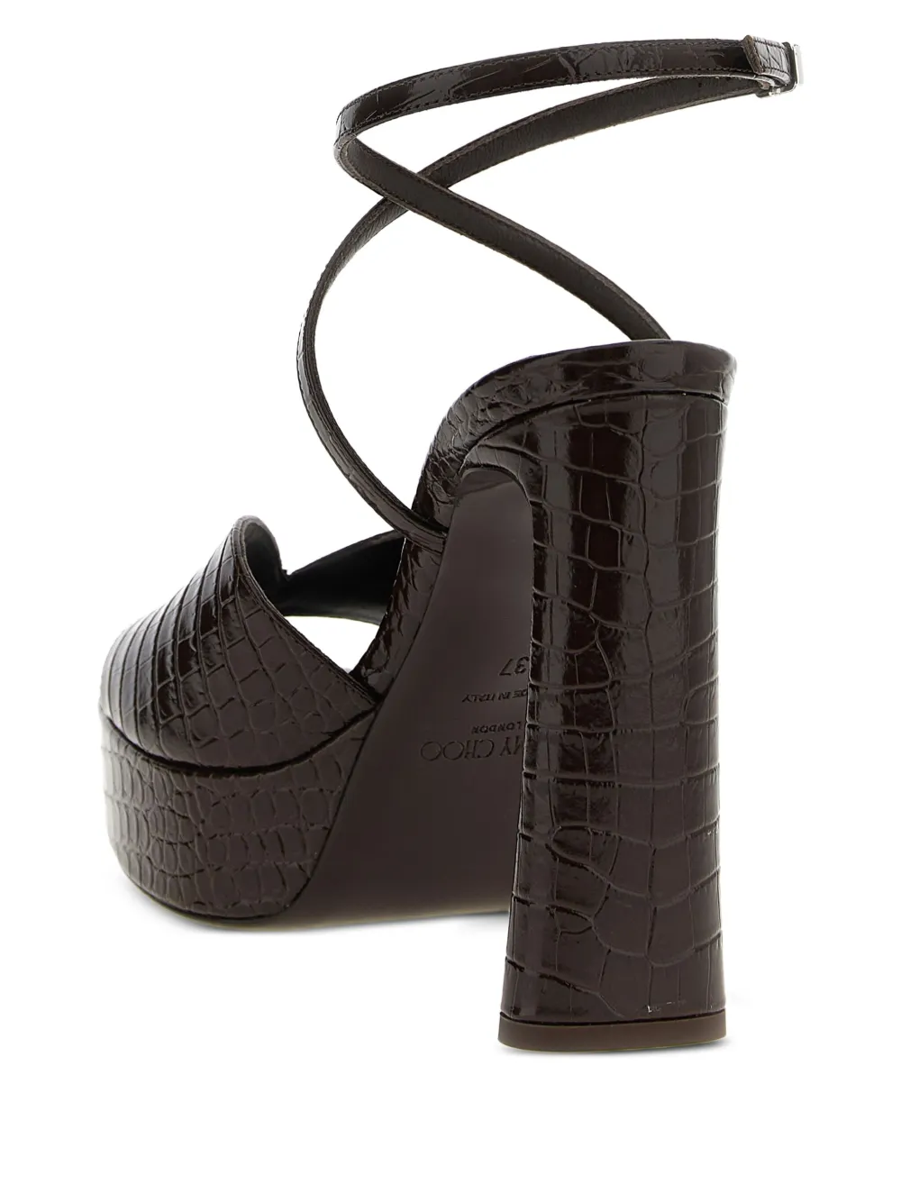 Jimmy Choo 125 mm sandalen met plateauzool en krokodillenprint Bruin
