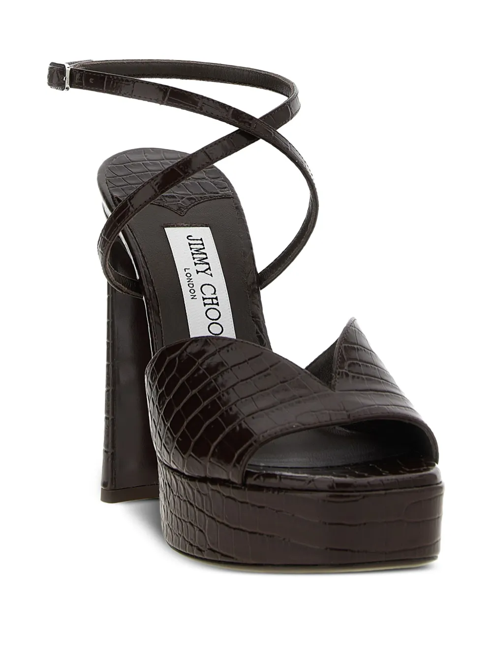 Jimmy Choo 125 mm sandalen met plateauzool en krokodillenprint Bruin