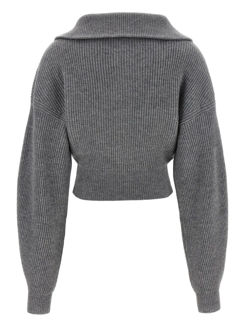 Sportmax ribbed wool-cashmere blend zip-front cardigan Grijs
