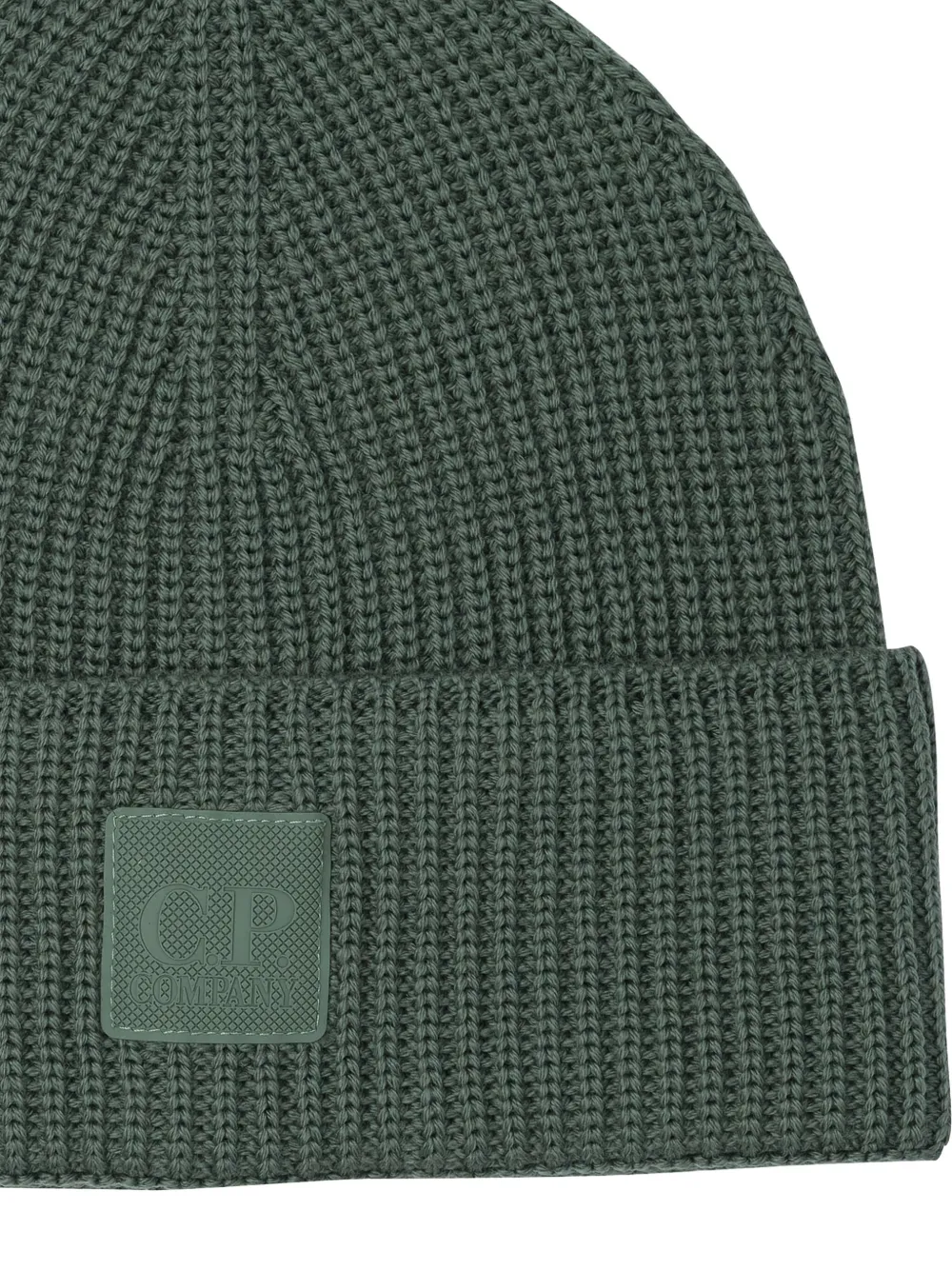 C.P. Company ribbed logo-patch beanie Groen