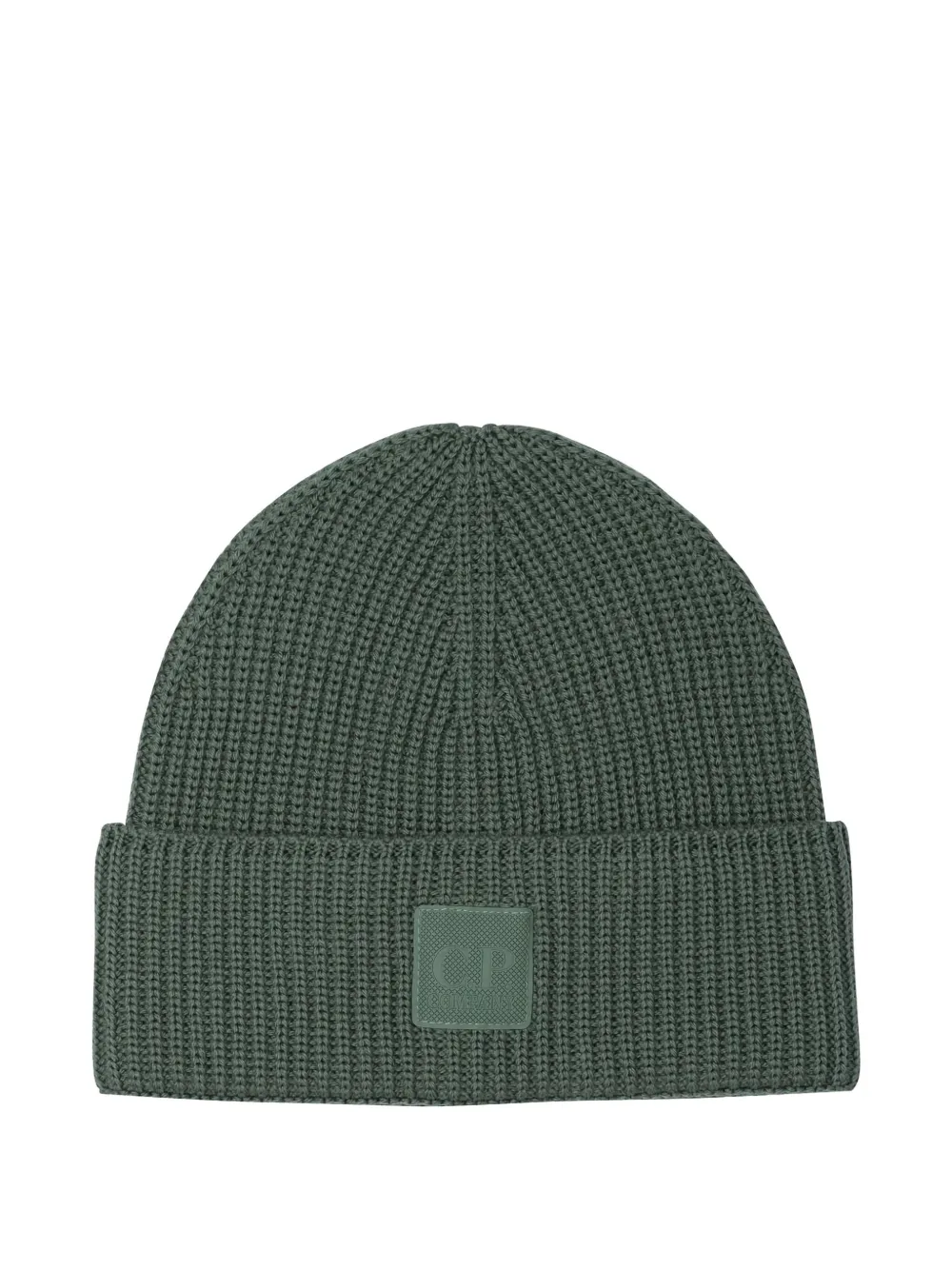 C.P. Company ribbed logo-patch beanie Groen