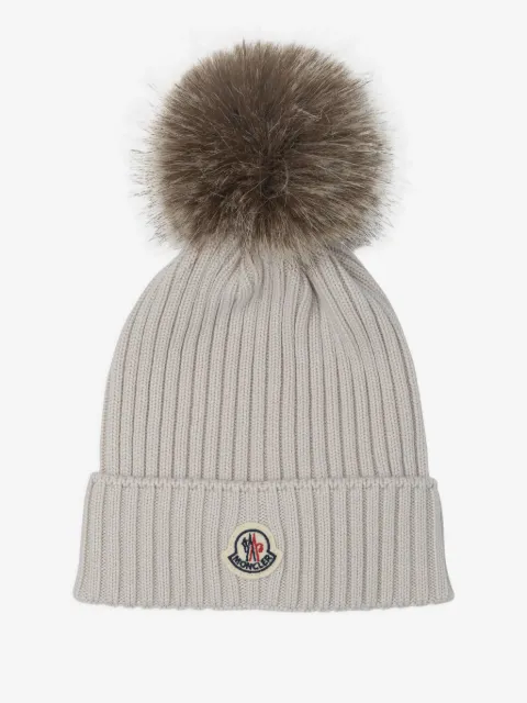 Moncler Enfant gorro tejido de canalé con pompón