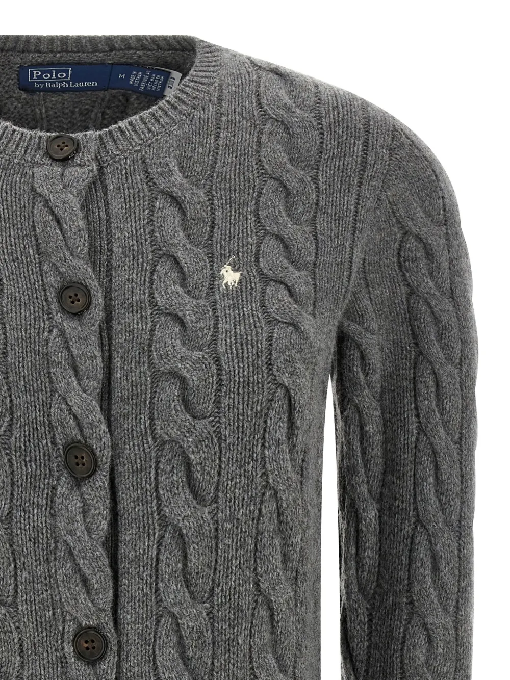 Polo Ralph Lauren cable-knit buttoned cardigan Grijs