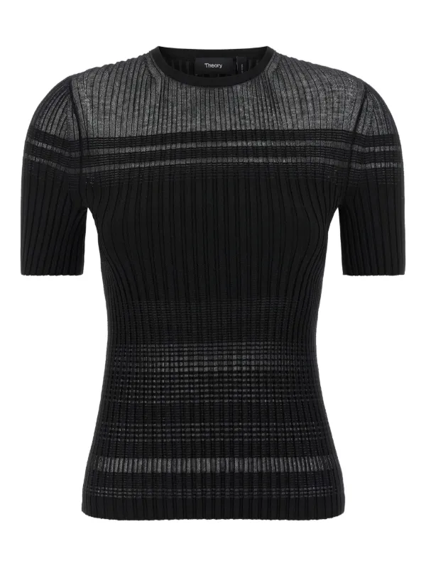 Theory Ribbed Crew-neck T-shirt in Black