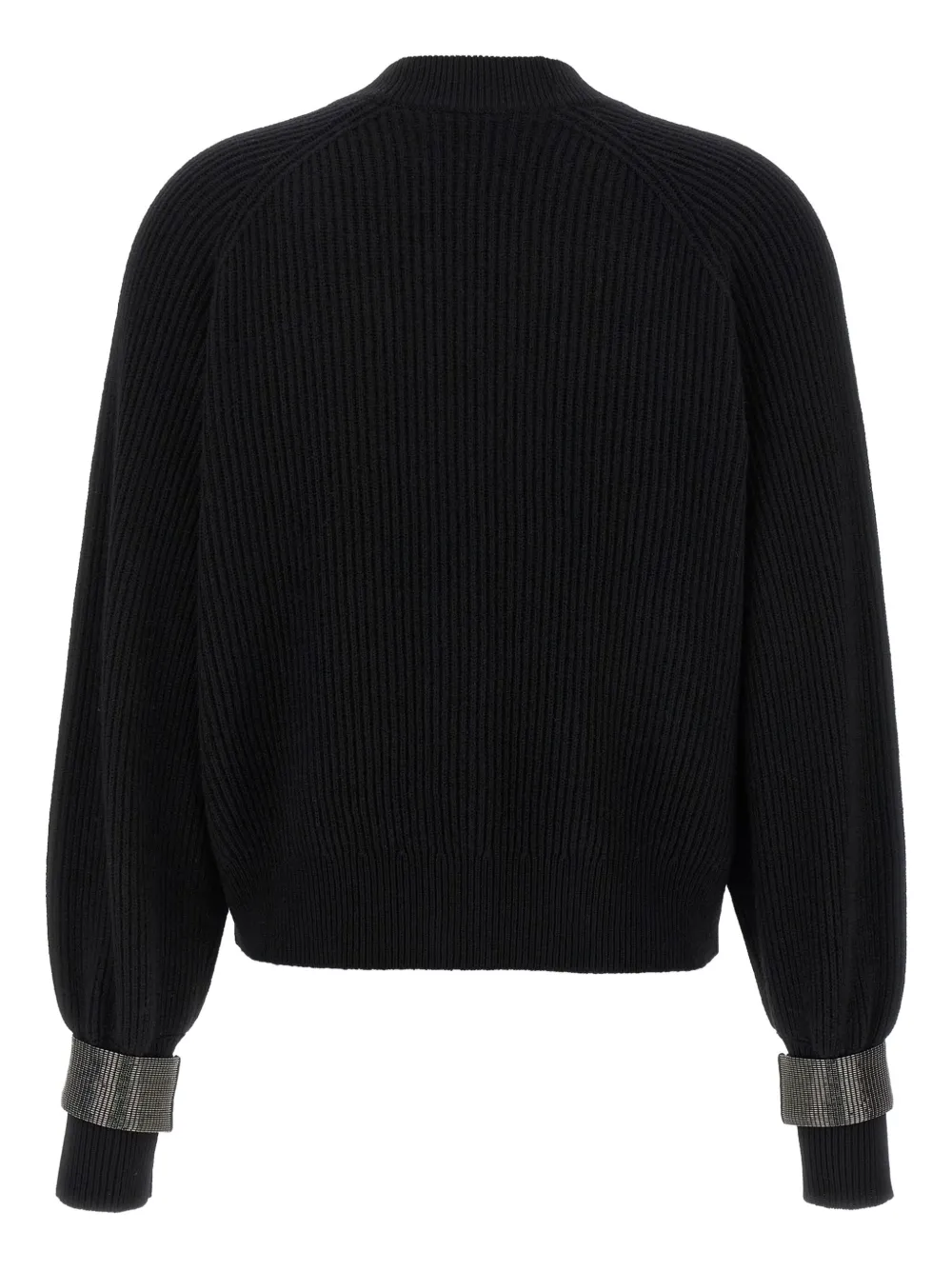 Brunello Cucinelli ribbed jewel-cuff cardigan Zwart