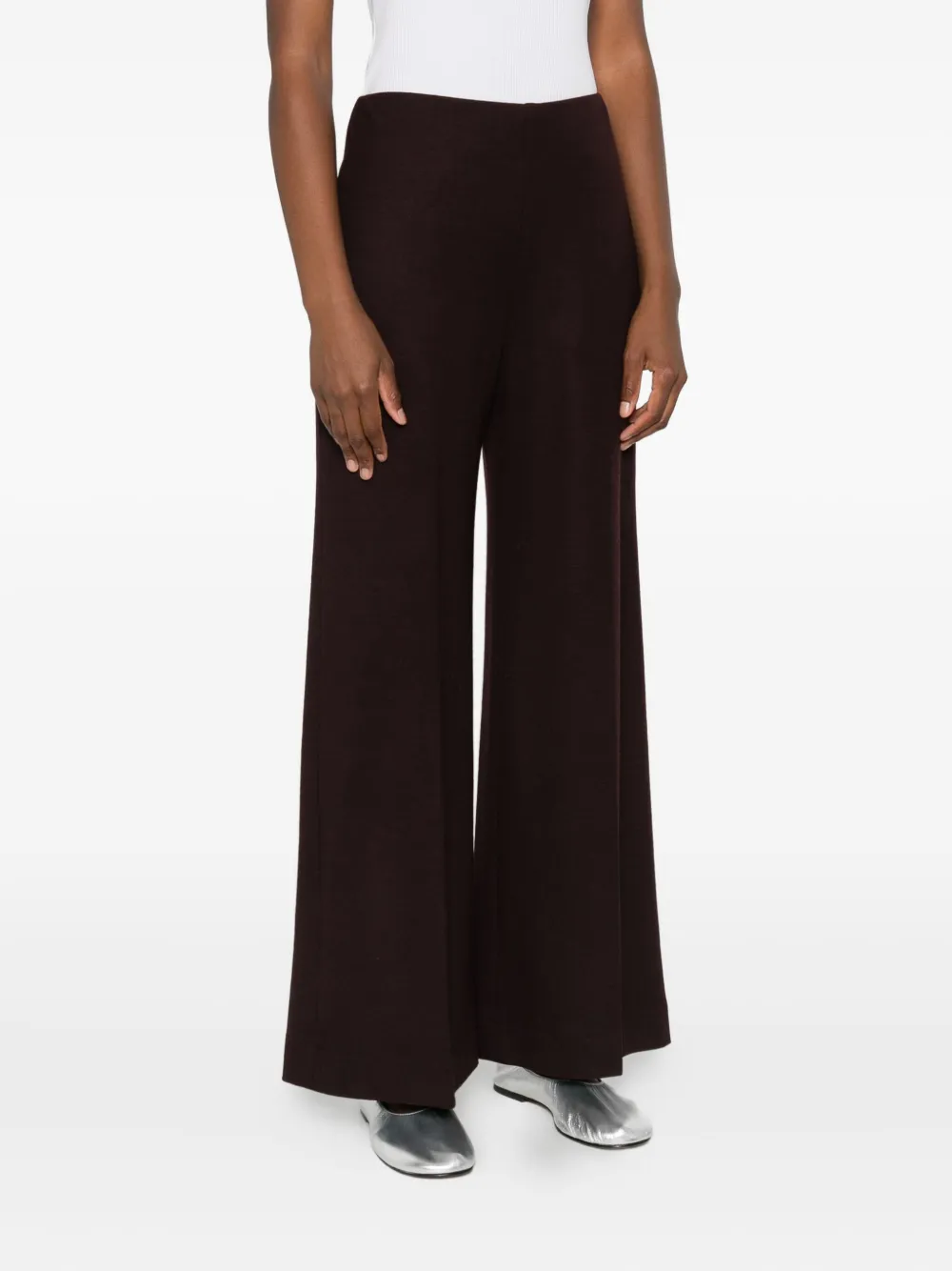 Harris Wharf London Wollen broek met wijde pijpen Paars