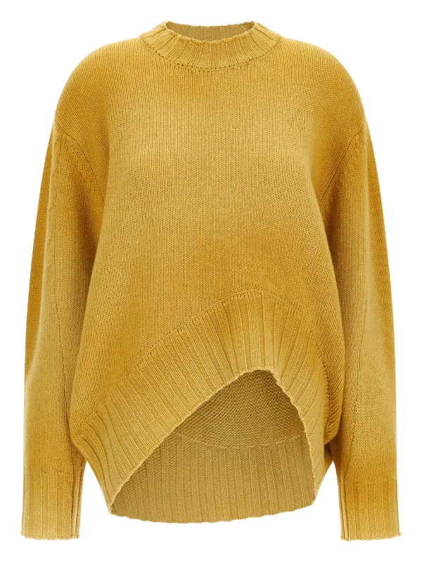 The Attico logo-embroidered Asymmetrical Sweater Yellow FARFETCH AU