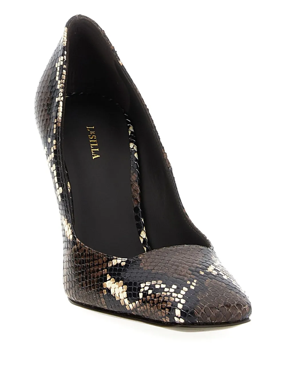 Le Silla 100mm Vittoria python-print pumps Brown