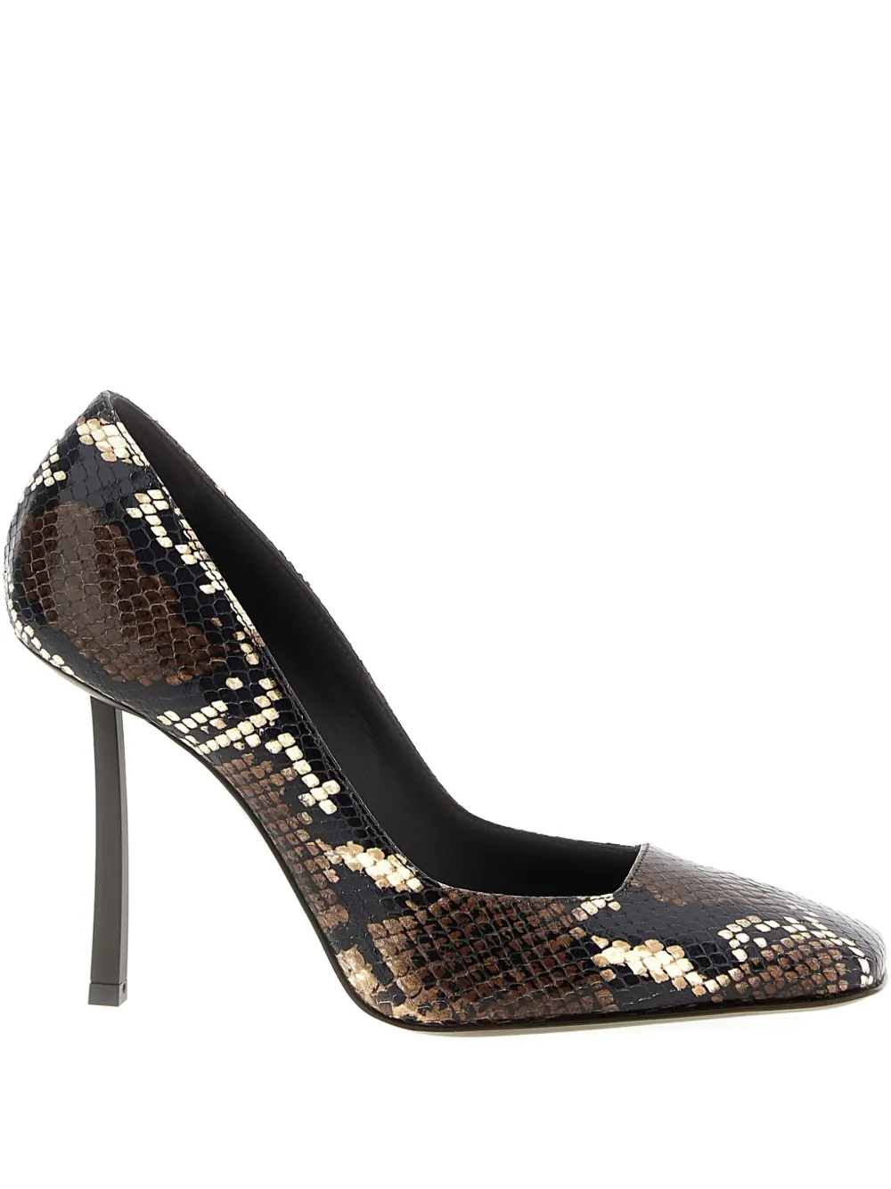 Le Silla 100mm Vittoria python-print pumps Brown
