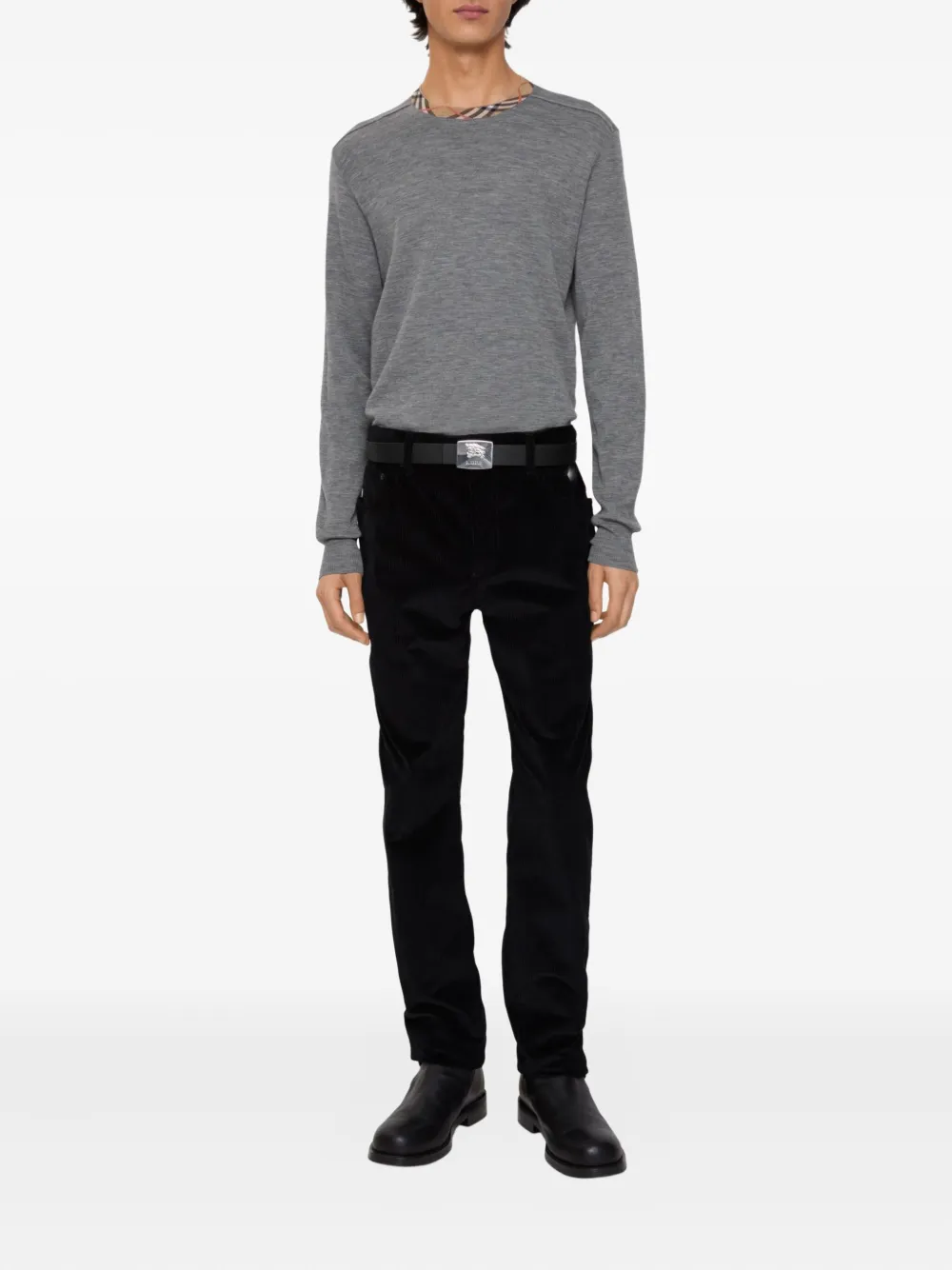 Burberry equestrian-knight corduroy trousers - Zwart