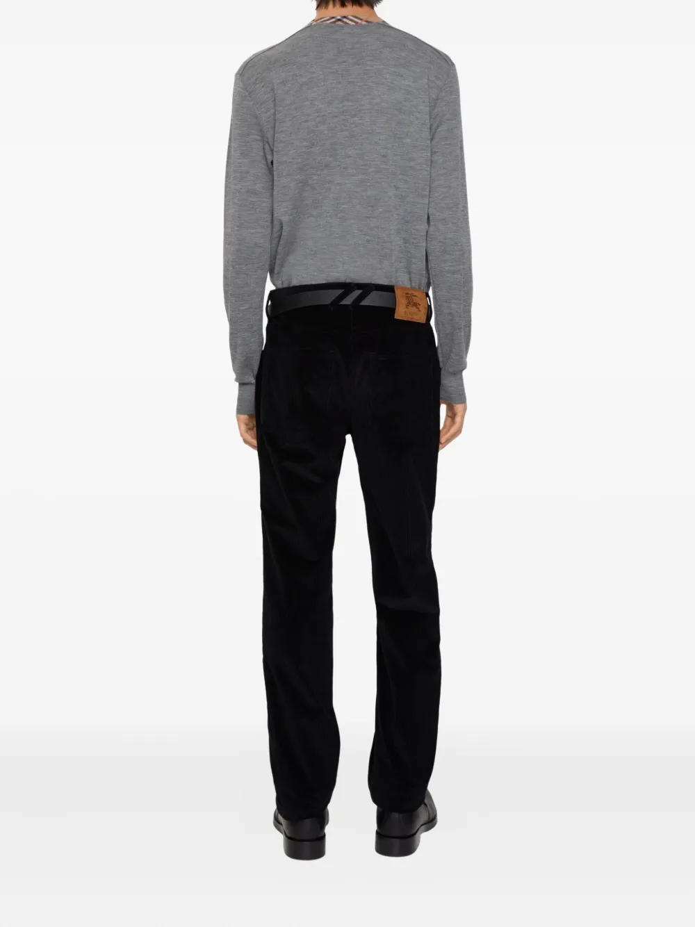 Burberry Equestrian-knight Corduroy Trousers In Black