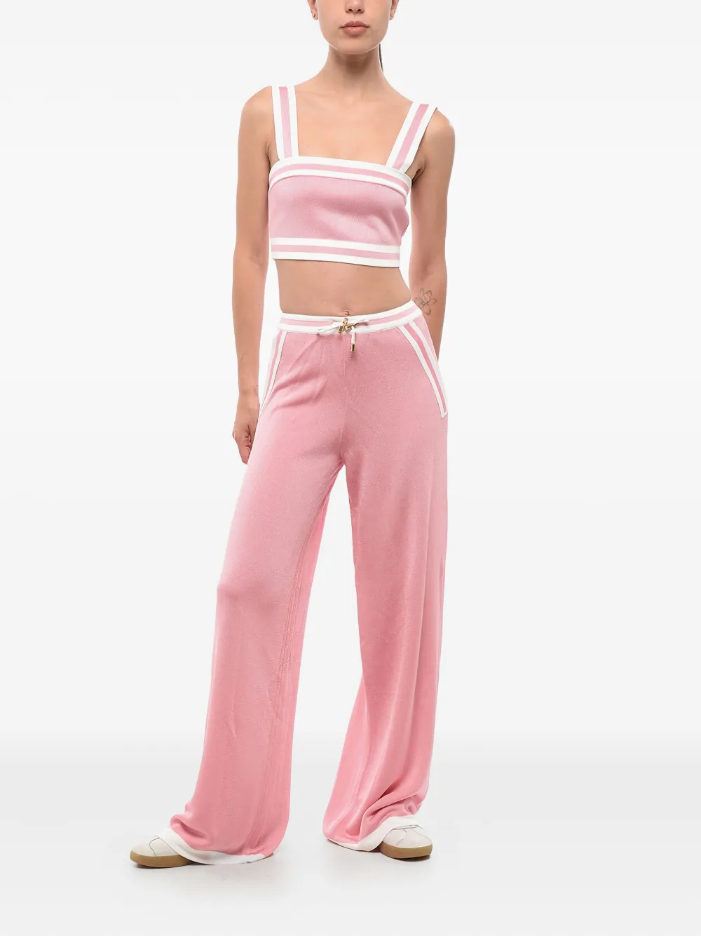 Balmain side-stripe elastic-waistband trousers Roze