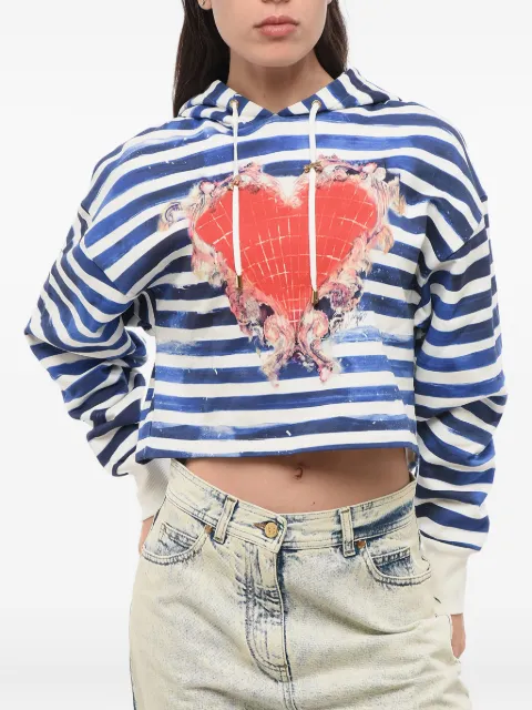 Balmain heart-print striped hoodie