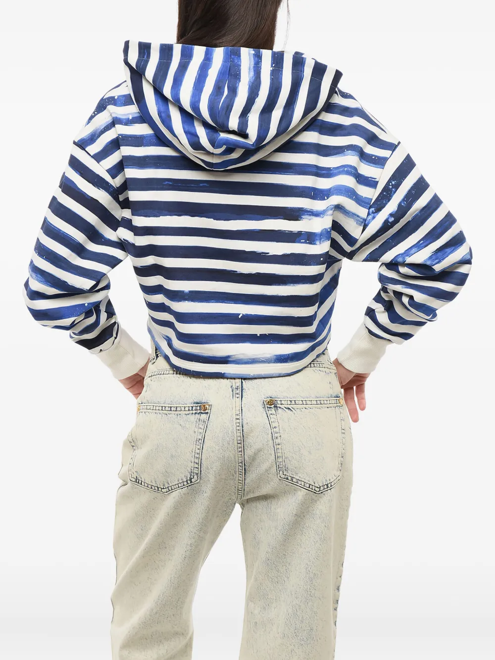  Balmain Sudadera A Rayas Con Capucha Y Corazón Estampado - Azul 