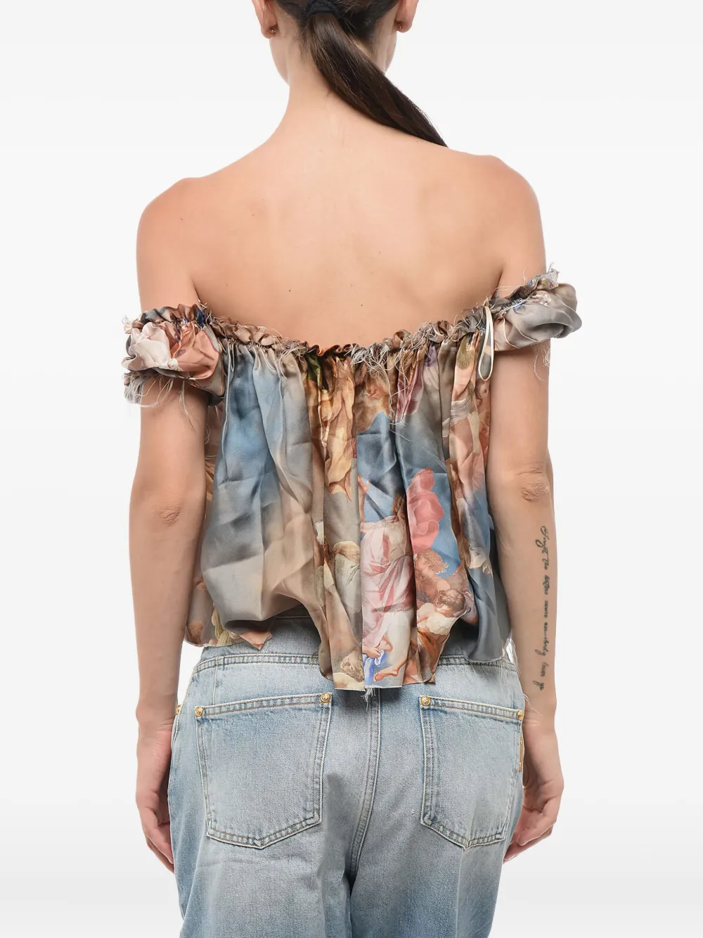 Balmain Top met print en veters Veelkleurig