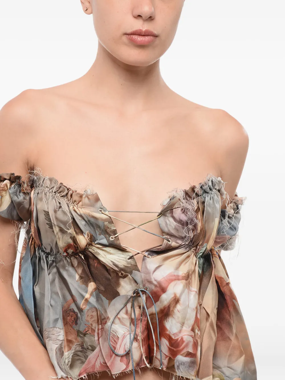 Balmain Top met print en veters Veelkleurig
