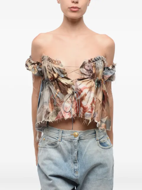 Balmain printed lace-up top