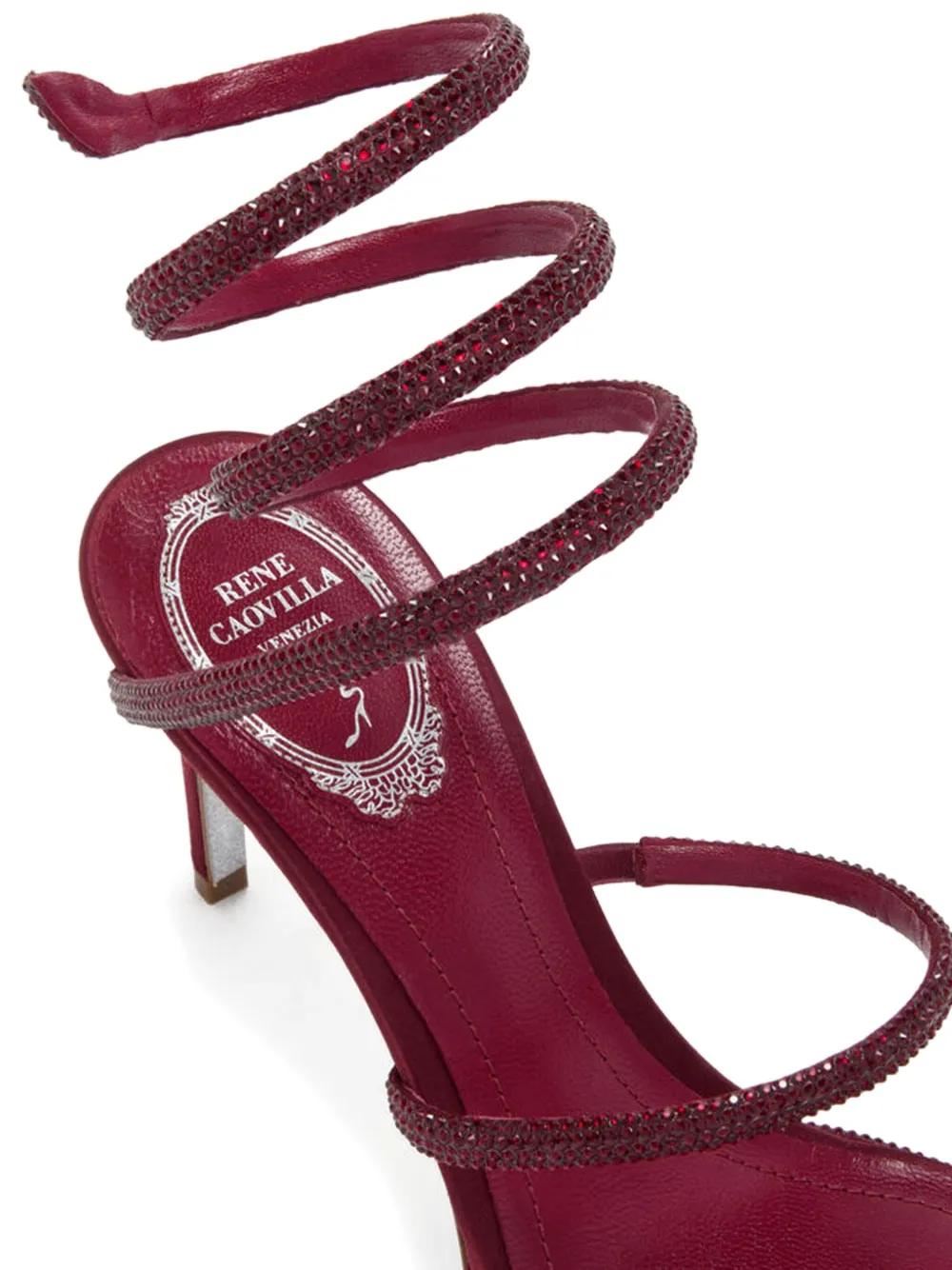 René Caovilla 110mm crystal-embellished spiral sandals Red
