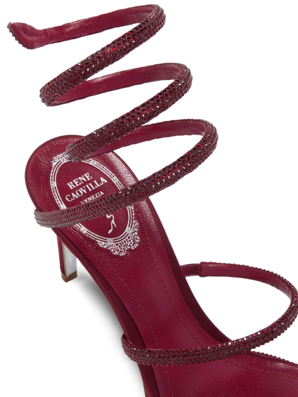 René Caovilla 105mm crystal-embellished spiral sandals Red